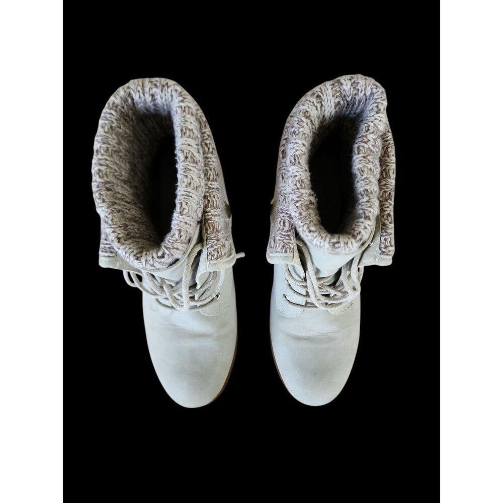 Jessica Cline Women’s Size 8.5M Lace Up Ankle Boots Fold Over Knit Collar - Picture 5 of 11